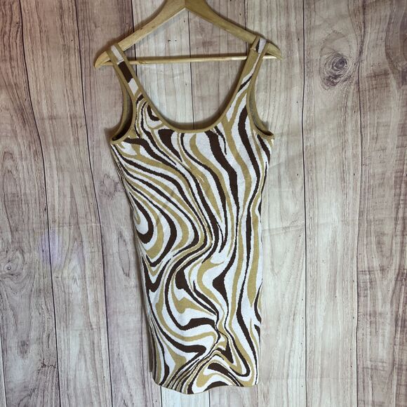 NWT RSQ Swirl Woman’s Bodycon Tank Dress Size Large Viscose Polyester Nylon - Picture 1 of 10